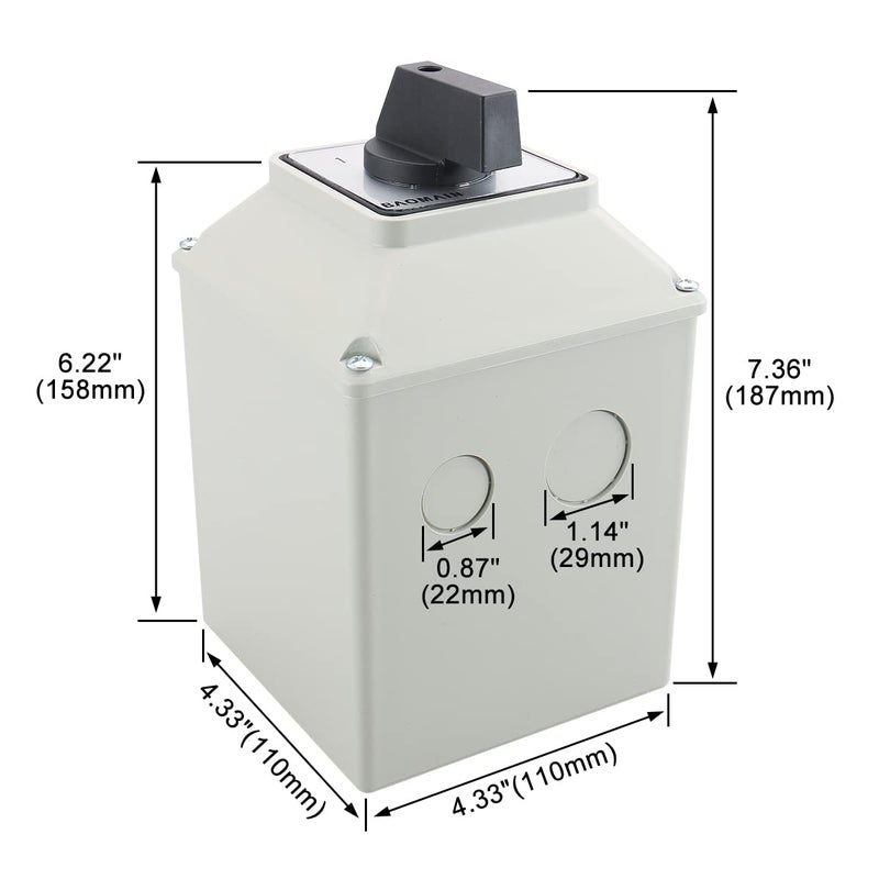 Baomain Universal Rotary Changeover Cam Switch SZW26-63/D303.3D 660V 63A 3 Position 3 Phase with Master Switch Exterior Box LW28-63/4 - Image 5